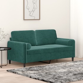 Sofá de 2 plazas con cojines terciopelo verde oscuro 140 cm de , Sofás - Ref: Foro24-3200883, Precio: 258,46 €, Descuento: %