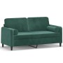 2-Sitzer-Sofa mit dunkelgrünen Samtkissen 140 cm von , Sofas - Ref: Foro24-3200883, Preis: 259,92 €, Rabatt: %