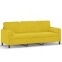 Sofá de 3 plazas con cojines terciopelo amarillo 180 cm de , Sofás - Ref: Foro24-3200897, Precio: 308,80 €, Descuento: %