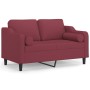 Two-seater sofa with red wine fabric cushions, 120 cm. by , Sofas - Ref: Foro24-3200843, Price: 250,31 €, Discount: %