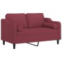 Two-seater sofa with red wine fabric cushions, 120 cm. by , Sofas - Ref: Foro24-3200843, Price: 250,31 €, Discount: %