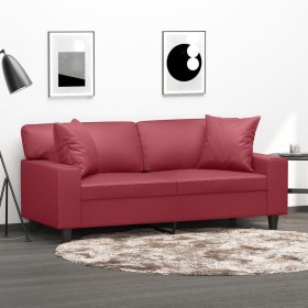 2-Sitzer-Sofa mit Kunstlederkissen rot rot 140 cm von , Sofas - Ref: Foro24-3200869, Preis: 268,99 €, Rabatt: %