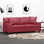 2-seater sofa with red wine synthetic leather cushions, 140 cm. by , Sofas - Ref: Foro24-3200869, Price: 263,72 €, Discount: %