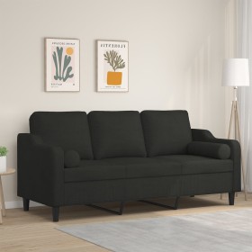 Sofá de 3 plazas con cojines tela negro 180 cm de , Sofás - Ref: Foro24-3200857, Precio: 304,30 €, Descuento: %