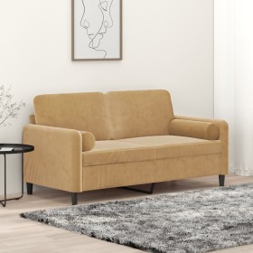 2-seater sofa with brown velvet cushions 140 cm by , Sofas - Ref: Foro24-3200888, Price: 252,99 €, Discount: %