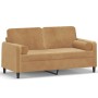 2-seater sofa with brown velvet cushions 140 cm by , Sofas - Ref: Foro24-3200888, Price: 253,35 €, Discount: %