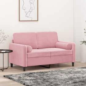 Sofá de 2 plazas con cojines terciopelo rosa 120 cm de , Sofás - Ref: Foro24-3200874, Precio: 225,91 €, Descuento: %