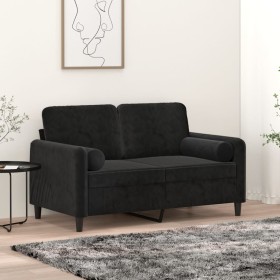 Sofá de 2 plazas con cojines terciopelo negro 120 cm de , Sofás - Ref: Foro24-3200876, Precio: 248,99 €, Descuento: %