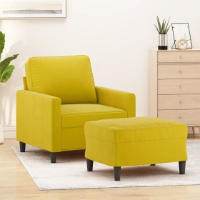 Sillón con taburete terciopelo amarillo 60 cm de , Sofás - Ref: Foro24-3201051, Precio: 208,36 €, Descuento: %