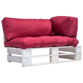 Garden sofa made of pallets with red cushions and pine wood by , Outdoor sofas - Ref: Foro24-277382, Price: 110,99 €, Discoun...