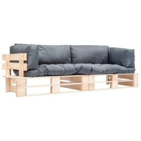 2-teilige Gartensofas aus Paletten mit Kissen aus grauem Kiefernholz von , Outdoor-Sofas - Ref: Foro24-277484, Preis: 280,99 ...