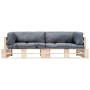 2-teilige Gartensofas aus Paletten mit Kissen aus grauem Kiefernholz von , Outdoor-Sofas - Ref: Foro24-277484, Preis: 280,08 ...