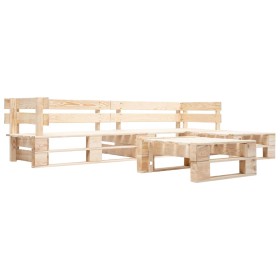 Set of pallet furniture for garden, 4 pieces, natural wood by , Garden sets - Ref: Foro24-277490, Price: 195,77 €, Discount: %