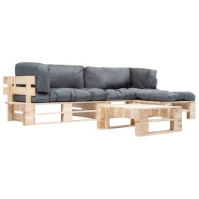 Garden pallet furniture with sand cushions 4 pieces wood by , Garden sets - Ref: Foro24-277492, Price: 384,99 €, Discount: %