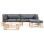 Garden pallet furniture with sand cushions 4 pieces wood by , Garden sets - Ref: Foro24-277492, Price: 384,99 €, Discount: %