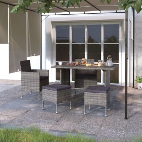 Conjunto de silla de jardín y taburete 4 piezas ratán PE gris de , Sillas de jardín - Ref: Foro24-310611, Precio: 139,99 €, D...