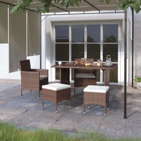 4-teiliges Set aus Gartenstuhl und Hocker aus PE-Rattanbraun von , Gartenstühle - Ref: Foro24-310613, Preis: 204,82 €, Rabatt: %