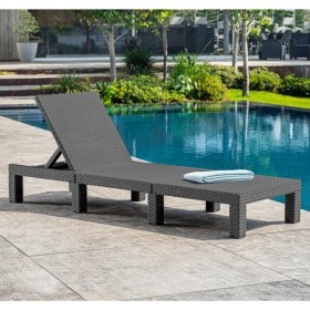 Keter Daytona graphite-colored sun lounger with cushion by , Loungers - Ref: Foro24-441306, Price: 183,12 €, Discount: %