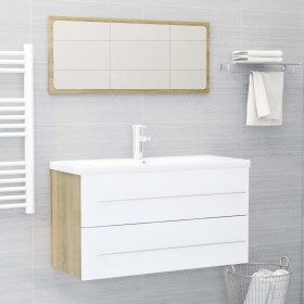 Set de muebles de baño 2 piezas contrachapada blanco roble de , Muebles de baño - Ref: Foro24-804850, Precio: 71,28 €, Descue...