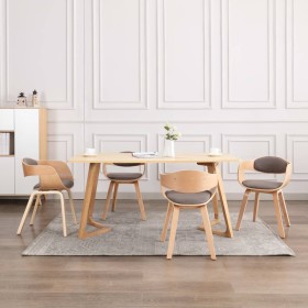 Dining chairs, set of 4, curved wood with taupe gray fabric. by , dining chairs - Ref: Foro24-3054822, Price: 605,64 €, Disco...