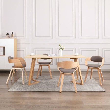 Dining chairs, set of 4, curved wood with taupe gray fabric. by , dining chairs - Ref: Foro24-3054822, Price: 538,74 €, Disco...