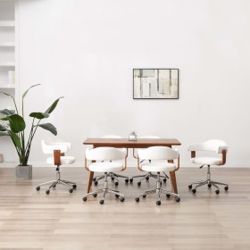 Swivel dining chairs 6 pcs curved wood white leather by , dining chairs - Ref: Foro24-3054895, Price: 788,99 €, Discount: %