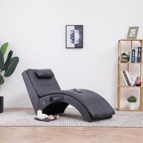 Diván de masaje con almohada de piel de ante artificial gris de , Divanes - Ref: Foro24-281350, Precio: 247,99 €, Descuento: %