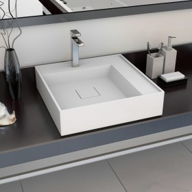 Lavabo 50x50x12,3 cm resina mineral/mármol blanco de vidaXL, Lavabos - Ref: Foro24-144071, Precio: 153,99 €, Descuento: %