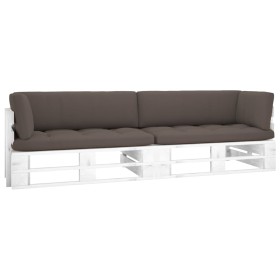 2-Sitzer-Palettensofa mit weiß imprägnierten Kiefernholzkissen von , Gartensets - Ref: Foro24-3066645, Preis: 269,99 €, Rabat...