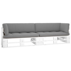 Two-seater pallet sofa with white impregnated pine wood cushions by , Garden sets - Ref: Foro24-3066639, Price: 282,68 €, Dis...