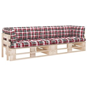 Two-seater pallet sofa with pine wood cushions impregnated. by , Garden sets - Ref: Foro24-3066685, Price: 197,15 €, Discount: %