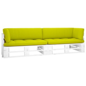 Two-seater pallet sofa with white impregnated pine wood cushions by , Garden sets - Ref: Foro24-3066647, Price: 209,99 €, Dis...