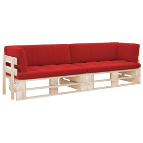 Two-seater pallet sofa with pine wood cushions impregnated. by , Garden sets - Ref: Foro24-3066679, Price: 212,56 €, Discount: %