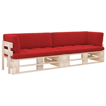 Two-seater pallet sofa with pine wood cushions impregnated. by , Garden sets - Ref: Foro24-3066679, Price: 213,52 €, Discount: %