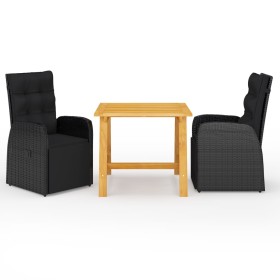 3-piece black garden dining set by , Garden sets - Ref: Foro24-3068713, Price: 443,25 €, Discount: %