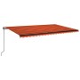 Toldo retráctil manual con luz LED naranja y marrón 500x350 cm de , Toldos - Ref: Foro24-3069225, Precio: 573,07 €, Descuento: %