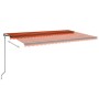 Toldo retráctil manual con luz LED naranja y marrón 500x350 cm de , Toldos - Ref: Foro24-3069225, Precio: 573,07 €, Descuento: %