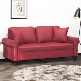 2-Sitzer-Sofa mit roten Kunstlederkissen 140 cm von , Sofas - Ref: Foro24-3200933, Preis: 257,80 €, Rabatt: %