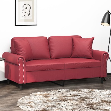 Sofá de 2 plazas con cojines cuero sintético rojo tinto 140 cm de , Sofás - Ref: Foro24-3200933, Precio: 257,80 €, Descuento: %