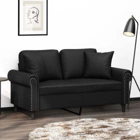 Sofá de 2 plazas con cojines cuero sintético negro 120 cm de , Sofás - Ref: Foro24-3200925, Precio: 249,99 €, Descuento: %