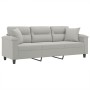 3-Sitzer-Sofa mit Kissen aus hellgrauem Mikrofasergewebe 180 cm von , Sofas - Ref: Foro24-3200978, Preis: 377,45 €, Rabatt: %