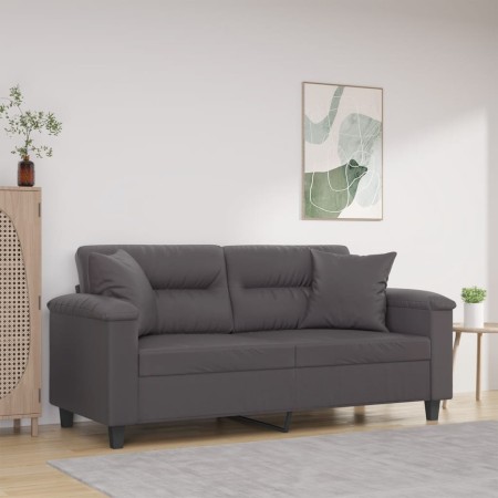 2-seater sofa with gray synthetic leather cushions, 140 cm by , Sofas - Ref: Foro24-3200990, Price: 242,99 €, Discount: %