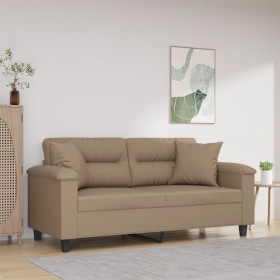 2-seater sofa with synthetic leather cushions in cappuccino color, 140 cm. by , Sofas - Ref: Foro24-3200992, Price: 272,15 €,...