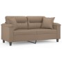 2-seater sofa with synthetic leather cushions in cappuccino color, 140 cm. by , Sofas - Ref: Foro24-3200992, Price: 271,84 €,...