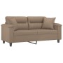 2-seater sofa with synthetic leather cushions in cappuccino color, 140 cm. by , Sofas - Ref: Foro24-3200992, Price: 271,84 €,...