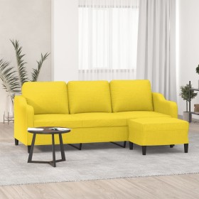 Sofá de 3 plazas con taburete de tela amarillo claro 180 cm de , Sofás - Ref: Foro24-3201140, Precio: 310,99 €, Descuento: %