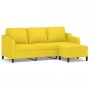 Sofá de 3 plazas con taburete de tela amarillo claro 180 cm de , Sofás - Ref: Foro24-3201140, Precio: 334,65 €, Descuento: %