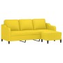 Sofá de 3 plazas con taburete de tela amarillo claro 180 cm de , Sofás - Ref: Foro24-3201140, Precio: 334,65 €, Descuento: %