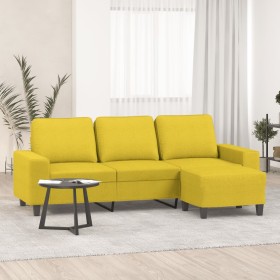 Sofá de 3 plazas con taburete de tela amarillo claro 180 cm de , Sofás - Ref: Foro24-3201156, Precio: 317,09 €, Descuento: %