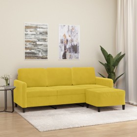 3-Sitzer-Sofa mit gelbem Samthocker 180 cm von , Sofas - Ref: Foro24-3201180, Preis: 347,84 €, Rabatt: %